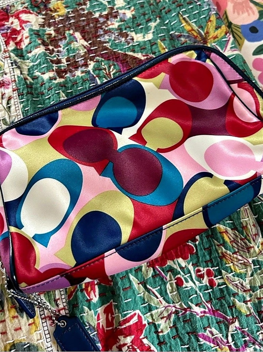 Coach Multicolor & Pink Cosmetic Pouch